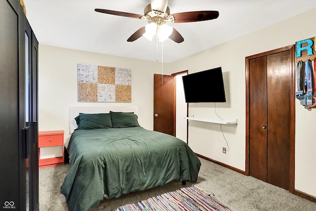 7504 Troon Ct, Indianapolis, IN 46237 - carpeted bedroom with baseboards and ceiling fan