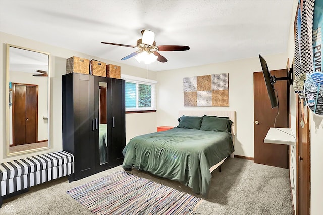 7504 Troon Ct, Indianapolis, IN 46237 - bedroom with carpet flooring, radiator heating unit, ceiling fan, and baseboards