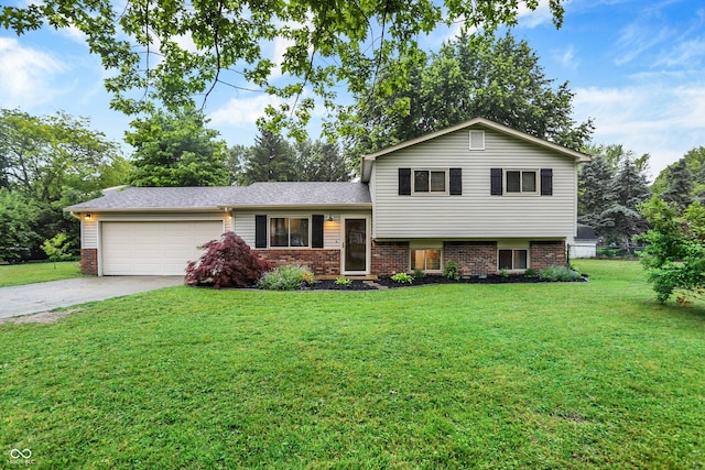 7504 Troon Ct, Indianapolis, IN 46237 - split level home featuring a garage, driveway, and brick siding