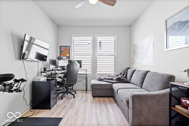 7154 Covington St, Lebanon, IN 46052 - office featuring wood finished floors, a ceiling fan, and baseboards