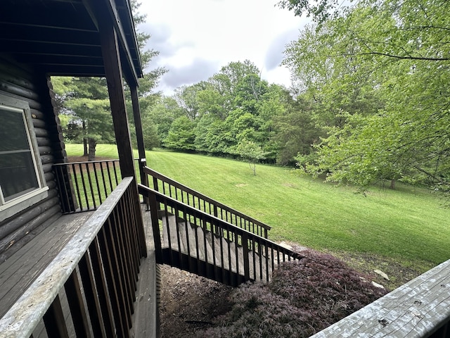 2858 N Stout Rd, Liberty, IN 47353 - wooden deck featuring a lawn