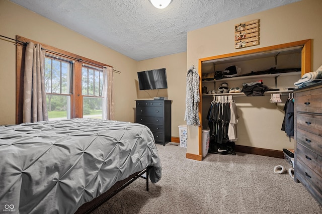 11780 S Hoover St, Clinton, IN 47842 - bedroom with a closet, carpet flooring, a textured ceiling, and baseboards