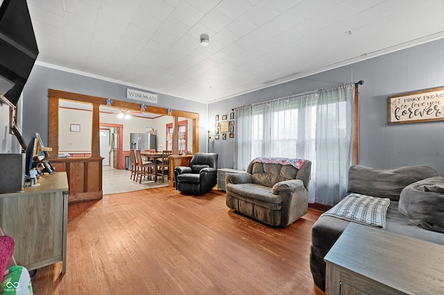 11780 S Hoover St, Clinton, IN 47842 - living area featuring hardwood / wood-style floors and ornamental molding