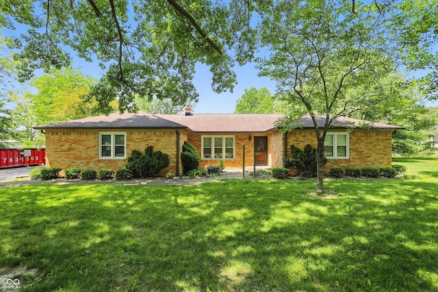 1914 S Avon Ave, Avon, IN 46123 - ranch-style home with a front yard, brick siding, and a chimney