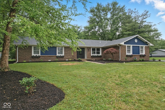 4645 Quail Run Dr, New Palestine, IN 46163 - single story home featuring brick siding and a front lawn