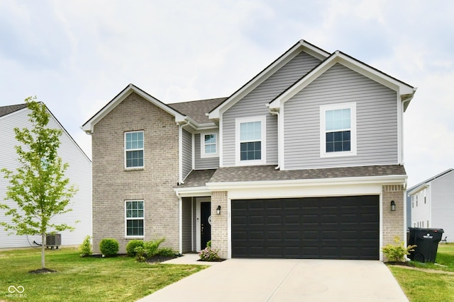 6883 Honeysuckle Way, Pendleton, IN 46064 - view of front facade with a garage, brick siding, and a front yard