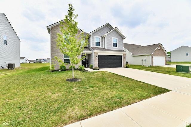 6883 Honeysuckle Way, Pendleton, IN 46064 - traditional-style house featuring brick siding, driveway, a front lawn, and an attached garage