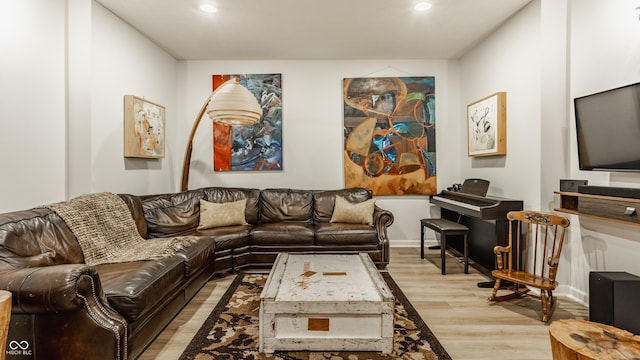 2020 N Park Ave, Indianapolis, IN 46202 - living area with wood finished floors, recessed lighting, and baseboards