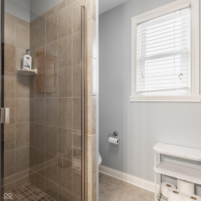 2020 N Park Ave, Indianapolis, IN 46202 - full bath with a shower stall, toilet, baseboards, and tile patterned flooring