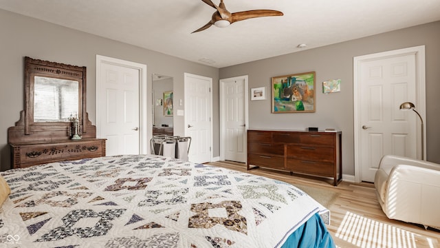 2020 N Park Ave, Indianapolis, IN 46202 - bedroom with light wood finished floors, baseboards, and a ceiling fan