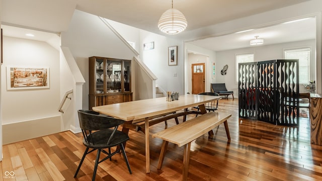 2020 N Park Ave, Indianapolis, IN 46202 - dining area with wood-type flooring and stairway