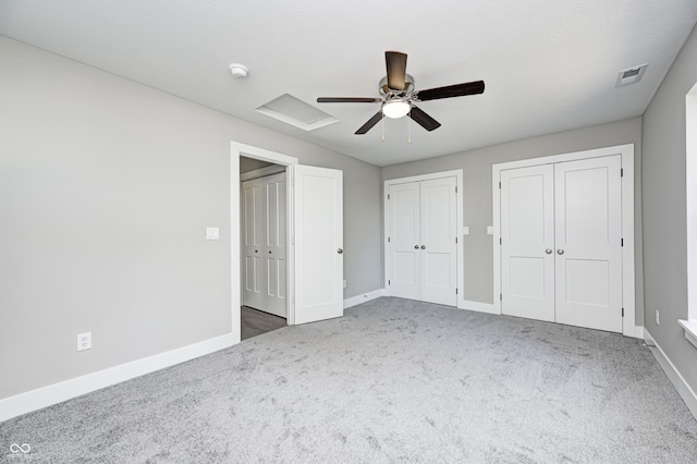 496 N County Road 325 W, Danville, IN 46122 - unfurnished bedroom featuring carpet floors, two closets, and ceiling fan