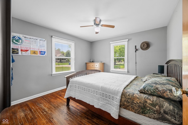 120 Hoss Rd, Indianapolis, IN 46217 - bedroom featuring hardwood / wood-style floors, baseboards, and ceiling fan