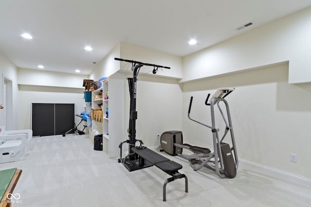4763 Woods Edge Dr, Zionsville, IN 46077 - workout room with carpet and recessed lighting