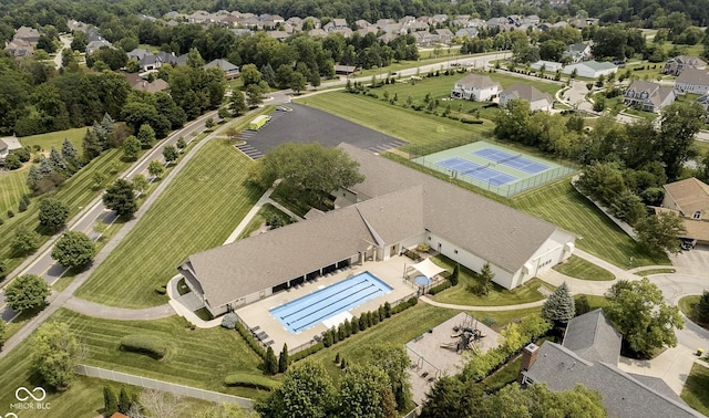 4763 Woods Edge Dr, Zionsville, IN 46077 - aerial perspective of suburban area featuring a pool area