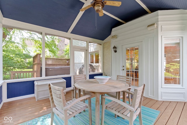 4763 Woods Edge Dr, Zionsville, IN 46077 - sunroom / solarium with ceiling fan, lofted ceiling, and plenty of natural light