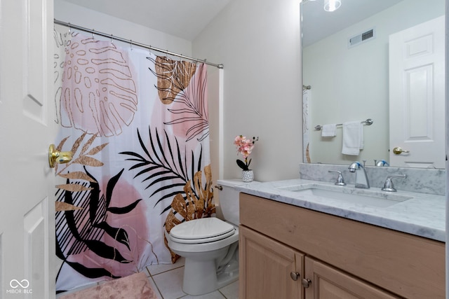4763 Woods Edge Dr, Zionsville, IN 46077 - full bathroom featuring vanity, tile patterned floors, and a shower with curtain