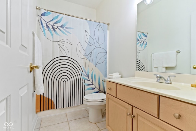 4763 Woods Edge Dr, Zionsville, IN 46077 - bathroom with vanity, tile patterned floors, and curtained shower