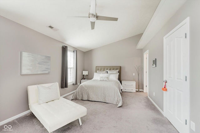 8425 Codesa Way, Indianapolis, IN 46278 - carpeted bedroom featuring lofted ceiling, baseboards, and ceiling fan