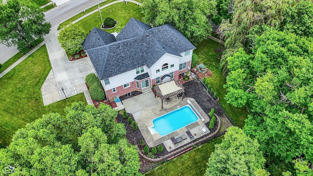 4075 Dartmoor Dr, Greenwood, IN 46143 - view from above of property with a pool
