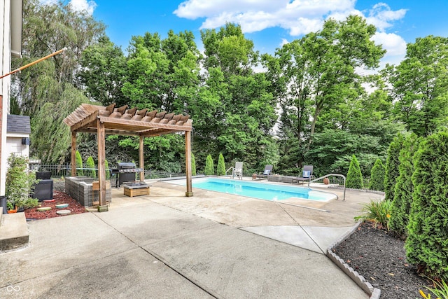 4075 Dartmoor Dr, Greenwood, IN 46143 - view of pool with a pergola, a patio area, and view of scattered trees