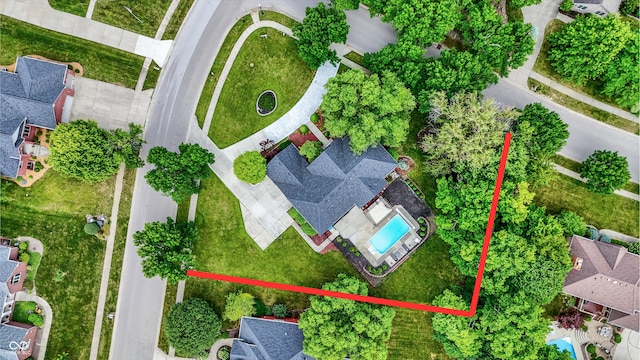 4075 Dartmoor Dr, Greenwood, IN 46143 - aerial view of residential area featuring property parcel outlined