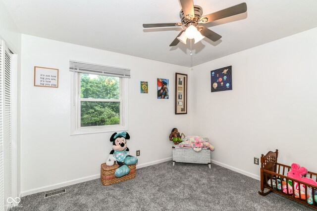 164 Wellington Pkwy, Noblesville, IN 46060 - game room featuring a ceiling fan, carpet floors, and baseboards