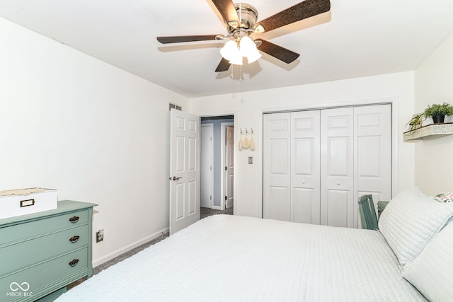 164 Wellington Pkwy, Noblesville, IN 46060 - bedroom with baseboards, a closet, and ceiling fan
