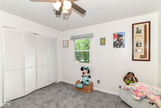 164 Wellington Pkwy, Noblesville, IN 46060 - playroom featuring carpet, ceiling fan, and baseboards