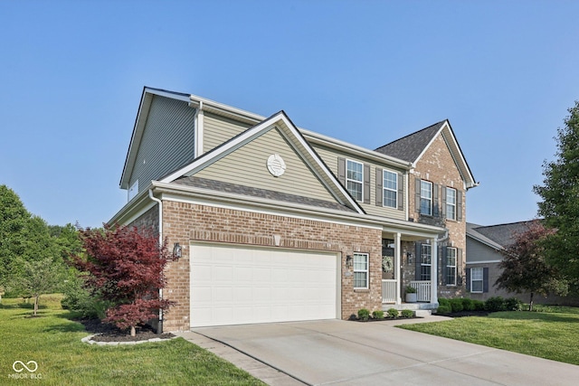 9840 N Anchor Bnd, Mccordsville, IN 46055 - view of front of property featuring concrete driveway, a front yard, brick siding, and a porch