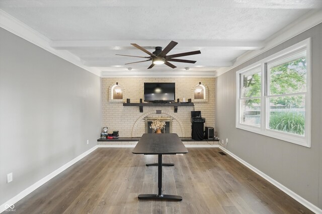 8635 Bishops Ln, Indianapolis, IN 46217 - workout room with baseboards, wood finished floors, and a ceiling fan