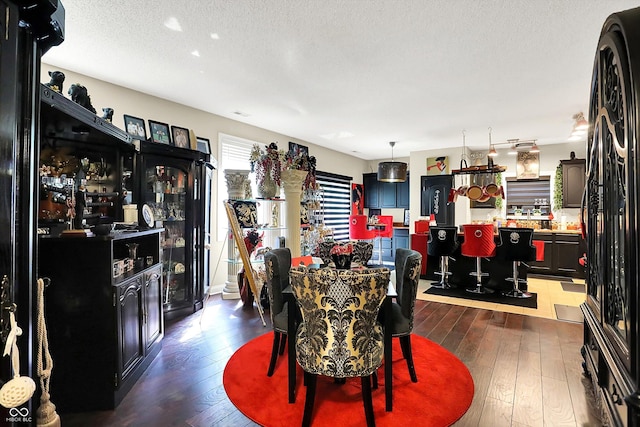 9605 Treyburn Green Way, Indianapolis, IN 46239 - dining space with dark wood-style floors and a textured ceiling
