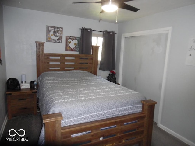 213 S Coventry Dr, Anderson, IN 46012 - bedroom featuring a closet, carpet floors, and a ceiling fan
