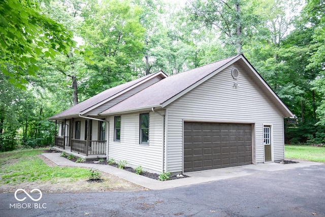 5840 N State Highway 7, Scipio, IN 47273 - ranch-style house featuring covered porch, a shingled roof, and view of scattered trees