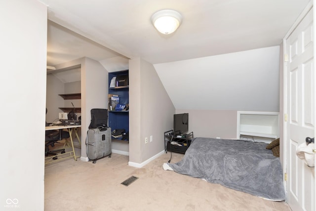 5110 S State Ave, Indianapolis, IN 46227 - bedroom with carpet, a desk, baseboards, and vaulted ceiling