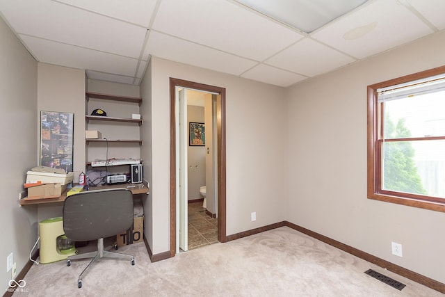 5110 S State Ave, Indianapolis, IN 46227 - carpeted office featuring a drop ceiling and baseboards