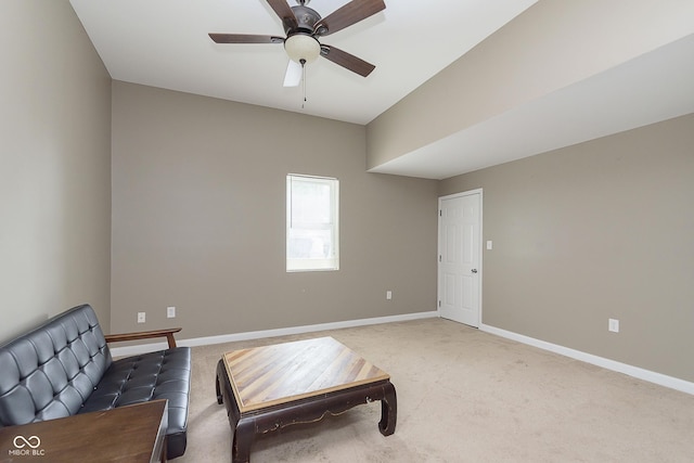 5110 S State Ave, Indianapolis, IN 46227 - sitting room with carpet floors, baseboards, and ceiling fan