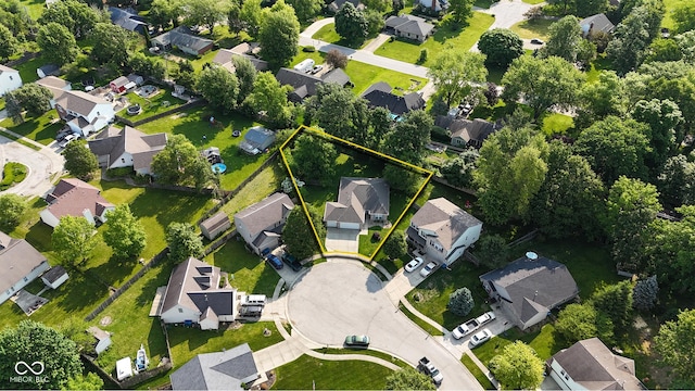 1819 Quiet Haven Cir, Indianapolis, IN 46229 - aerial perspective of suburban area featuring property parcel outlined