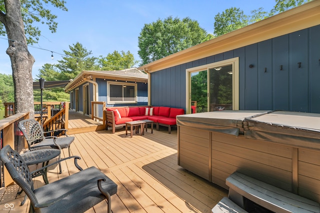 8426 N Chickadee Dr, Morgantown, IN 46160 - deck featuring a hot tub