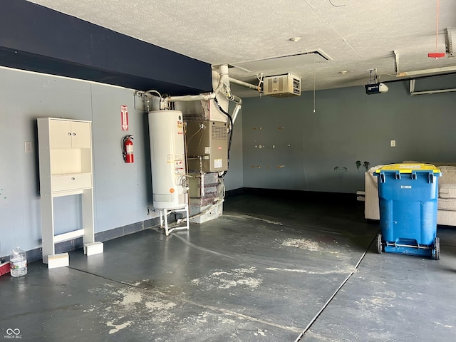 7532 Perilla Ct, Indianapolis, IN 46237 - garage featuring water heater, a garage door opener, heating unit, baseboards, and a heating unit
