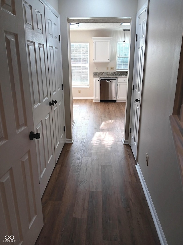 18851 Wimbley Way, Noblesville, IN 46060 - hallway with dark wood-type flooring and baseboards