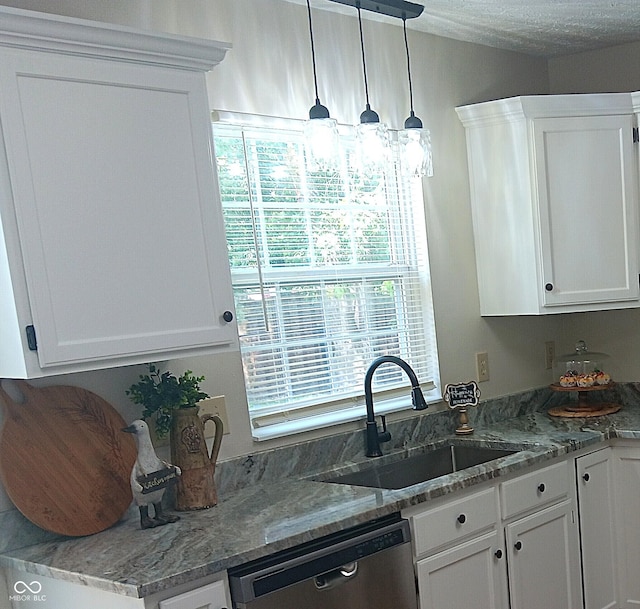18851 Wimbley Way, Noblesville, IN 46060 - kitchen featuring dishwasher, white cabinetry, and light stone countertops