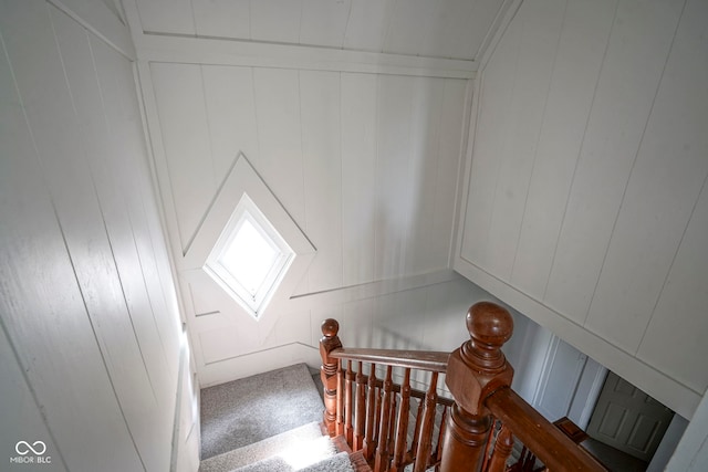 307 E 5th St, Sheridan, IN 46069 - staircase featuring a decorative wall and carpet