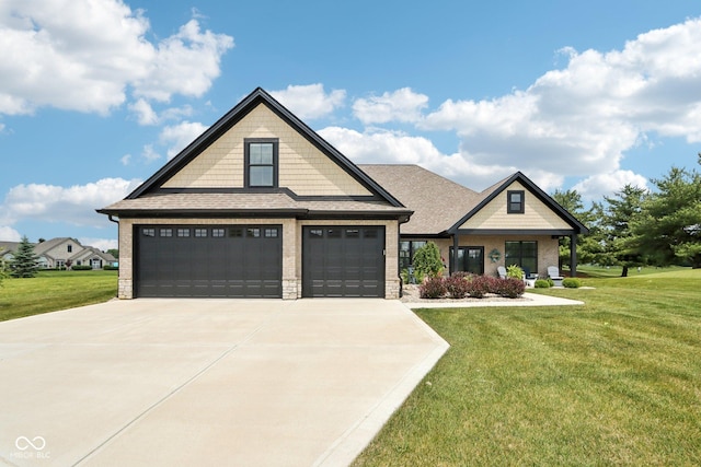 1295 Maclaren Ct, Franklin, IN 46131 - craftsman house with a front yard, concrete driveway, an attached garage, and roof with shingles