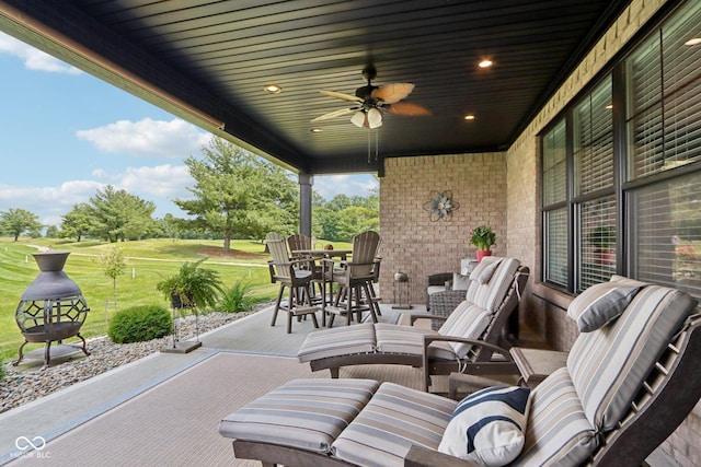1295 Maclaren Ct, Franklin, IN 46131 - view of patio with a ceiling fan, view of golf course, and outdoor dining space