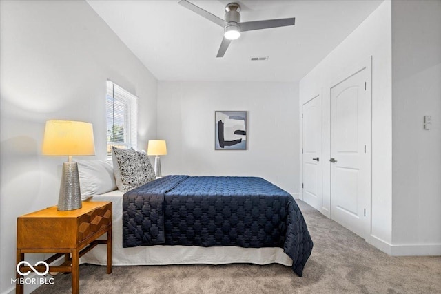 1709 Fletcher Ave, Indianapolis, IN 46203 - carpeted bedroom with a ceiling fan and baseboards
