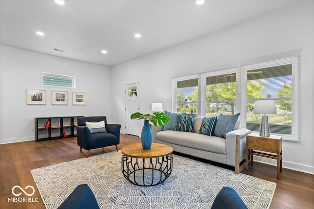 1709 Fletcher Ave, Indianapolis, IN 46203 - living room with wood finished floors, recessed lighting, and baseboards