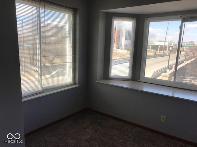 55 W Fall Creek Parkway S Drive, Indianapolis, IN 46208 - empty room with healthy amount of natural light, baseboards, and dark carpet