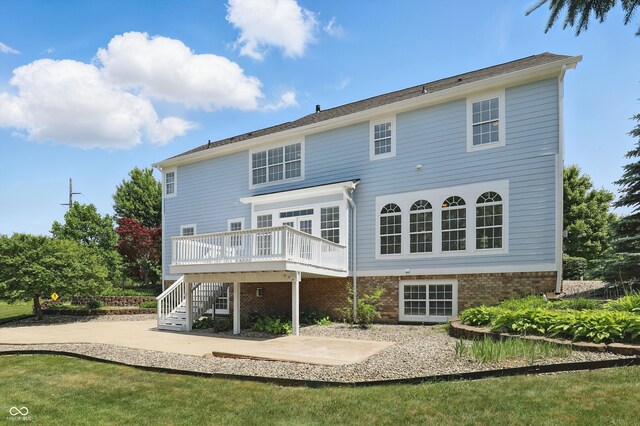 16802 Oak Manor Dr, Westfield, IN 46074 - back of house featuring a deck, stairway, a patio area, and brick siding
