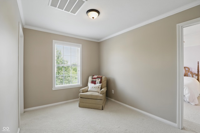 16802 Oak Manor Dr, Westfield, IN 46074 - living area featuring crown molding, carpet floors, and baseboards